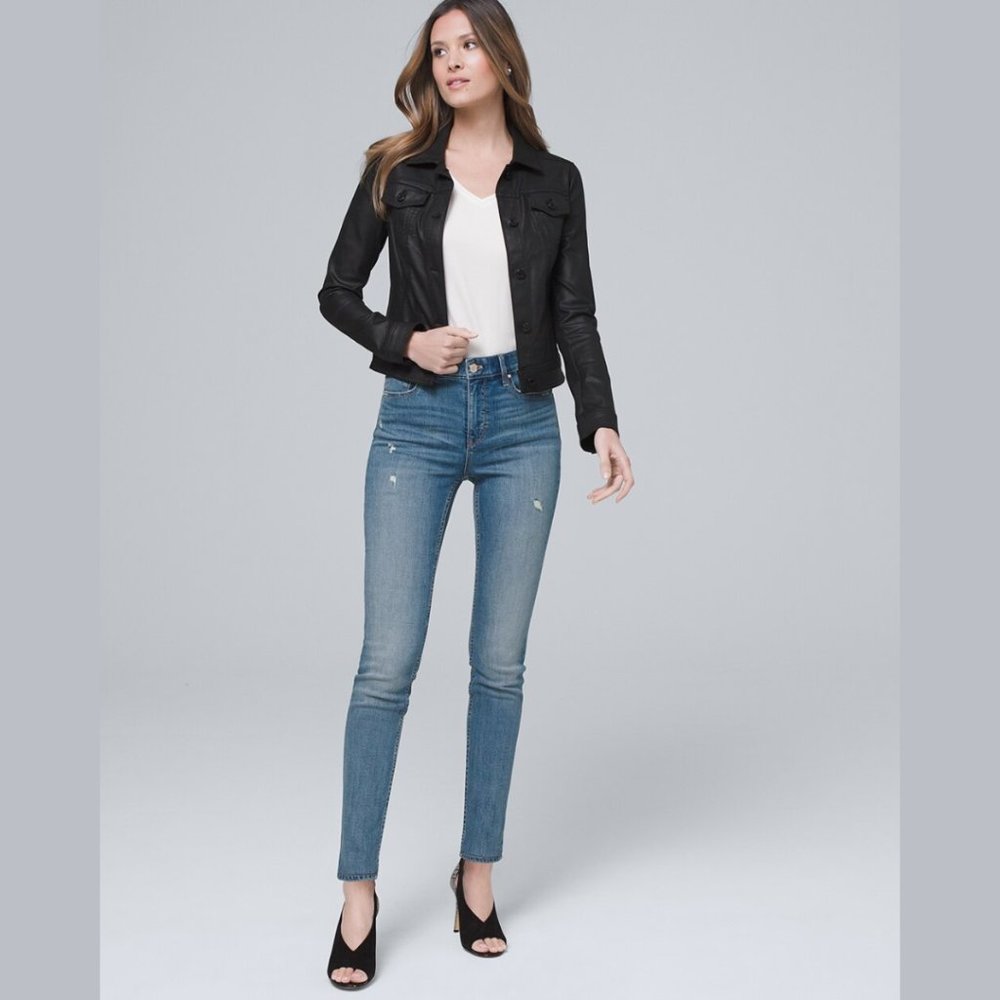 WHBM High-Rise Destructed Skinny Ankle Jeans size 6